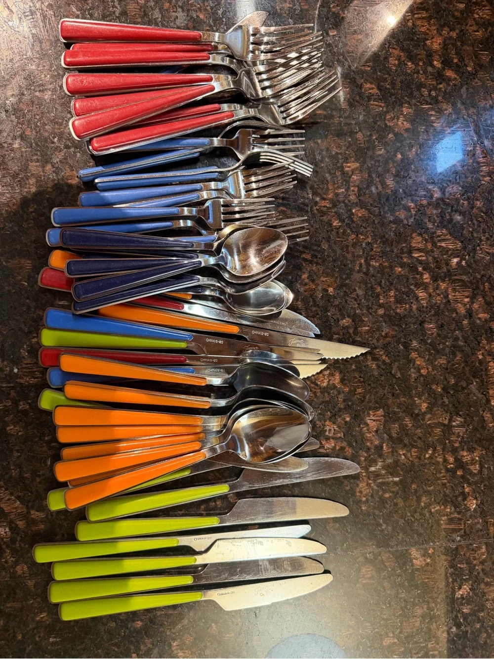 Fiestaware Multicolor Flatware Set with Red, Blue, Orange & Lime Handles